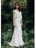 Ivory Chiffon Sequin V Back Wedding Dress